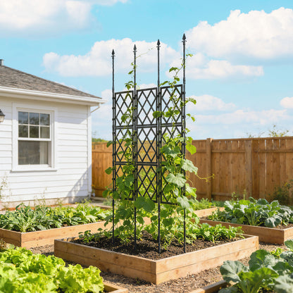 Foldable Garden Trellis, Lattice Climbing Support Trellis for Garden, DIY Assembly, 85 x 197 cm, Black