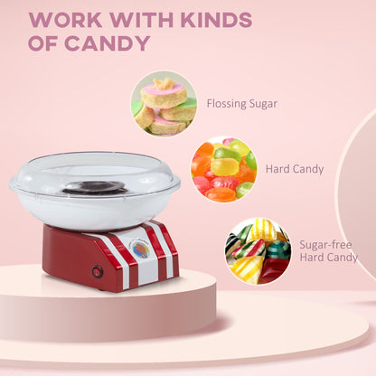 Candy Floss Machine for Kids & Adults, 550W Retro Cotton Maker for Sugar or Candies, Including 10 Candyfloss Sticks