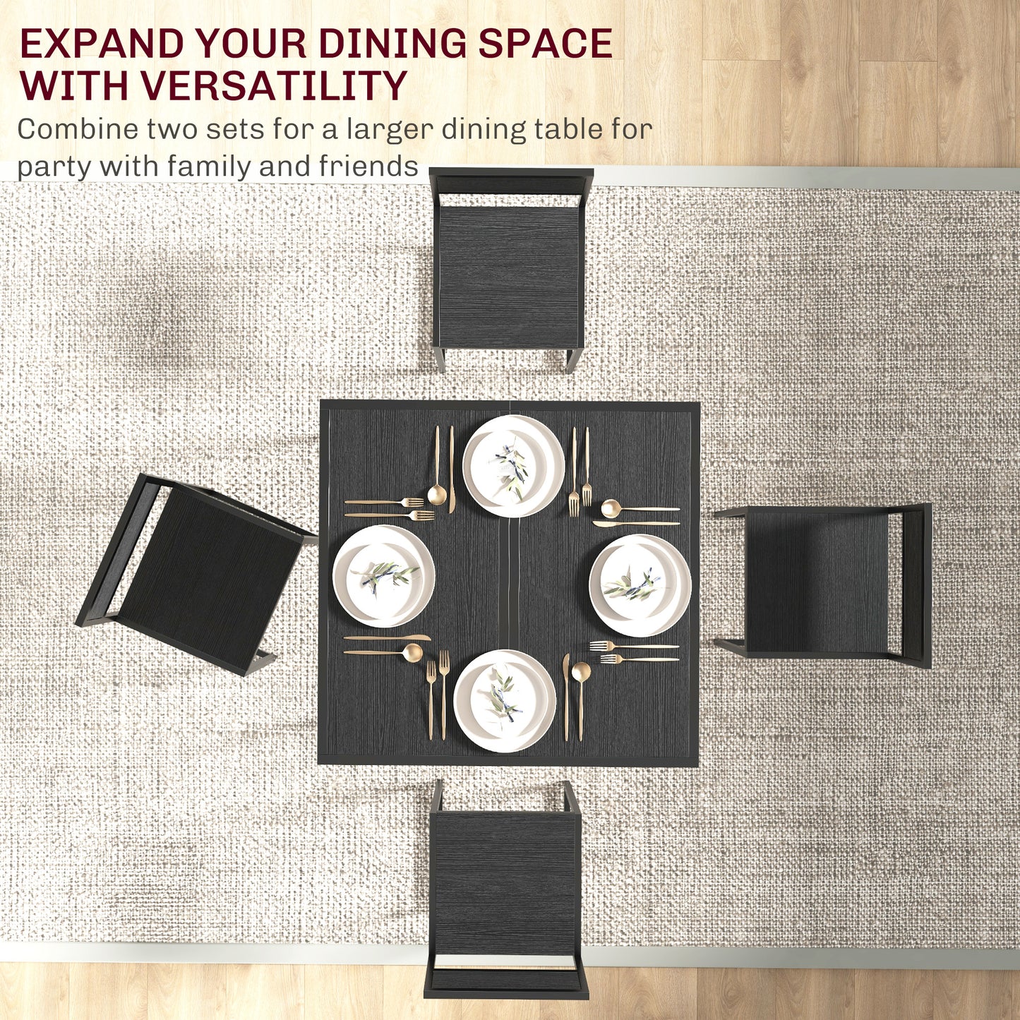 3 Piece Dining Table and Chairs Set, Dining Room Sets, Rectangular Space Saving Table and 2 Chairs for Compact Kitchens