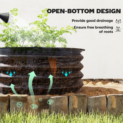 Set of 2 Raised Garden Bed, Metal Planter Box with Safety Edging, Easy-to-assemble Stock Tank, Dark Grey
