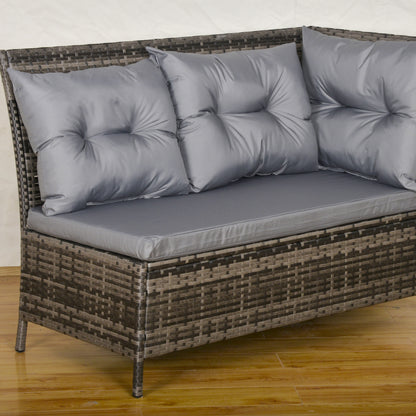 8 Seater Rattan Sofa Set, Rattan Garden Furniture Set with Tempered Glass Table & Thick Cushions, Grey