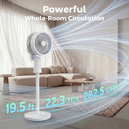 Pedestal Air Circulation Fan with Oscillating, Light Off, White