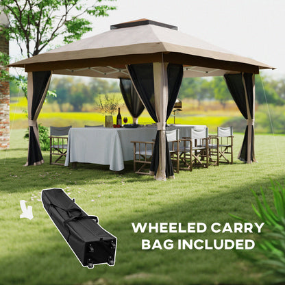 3.6 x 3.6m Pop-Up Gazebo, with Accessories - Beige