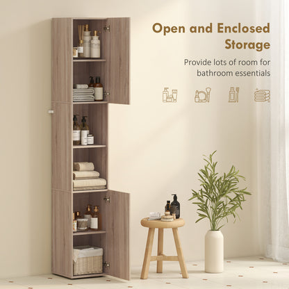 6-Tier Tall Bathroom Cabinet - Natural