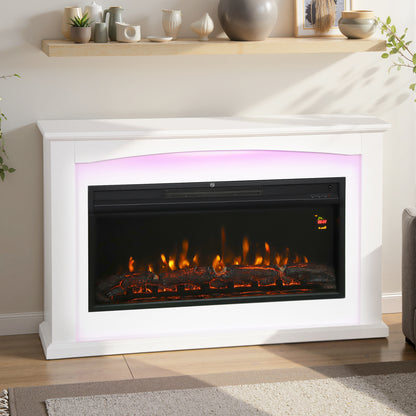 2000W 5118 BTU Faux Flame Fireplace - White