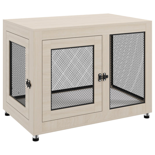 2-in-1 Dog Cage & Side Table, with Two Doors, Cushion, for Large Dogs