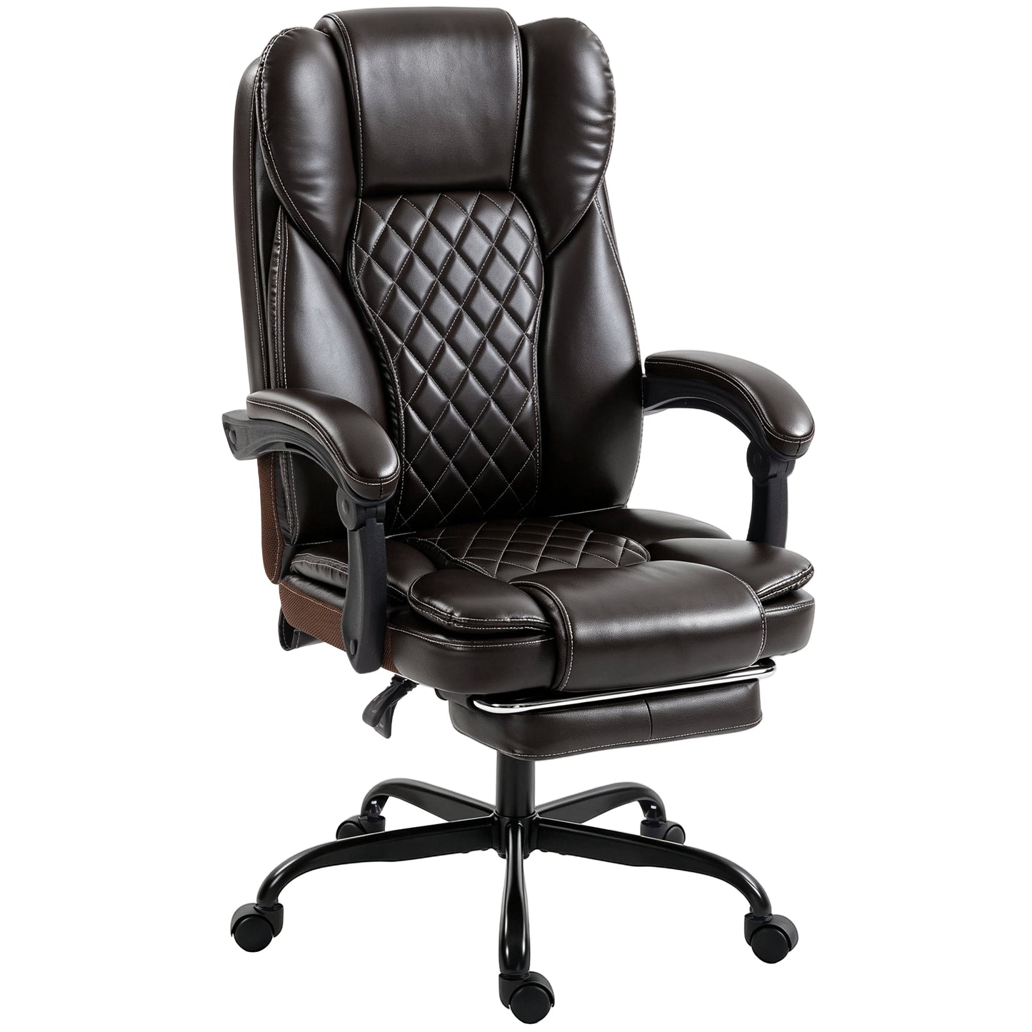Executive Home Office Chair Reclining Function Footrest Computer Desk Chair High Back, Brown