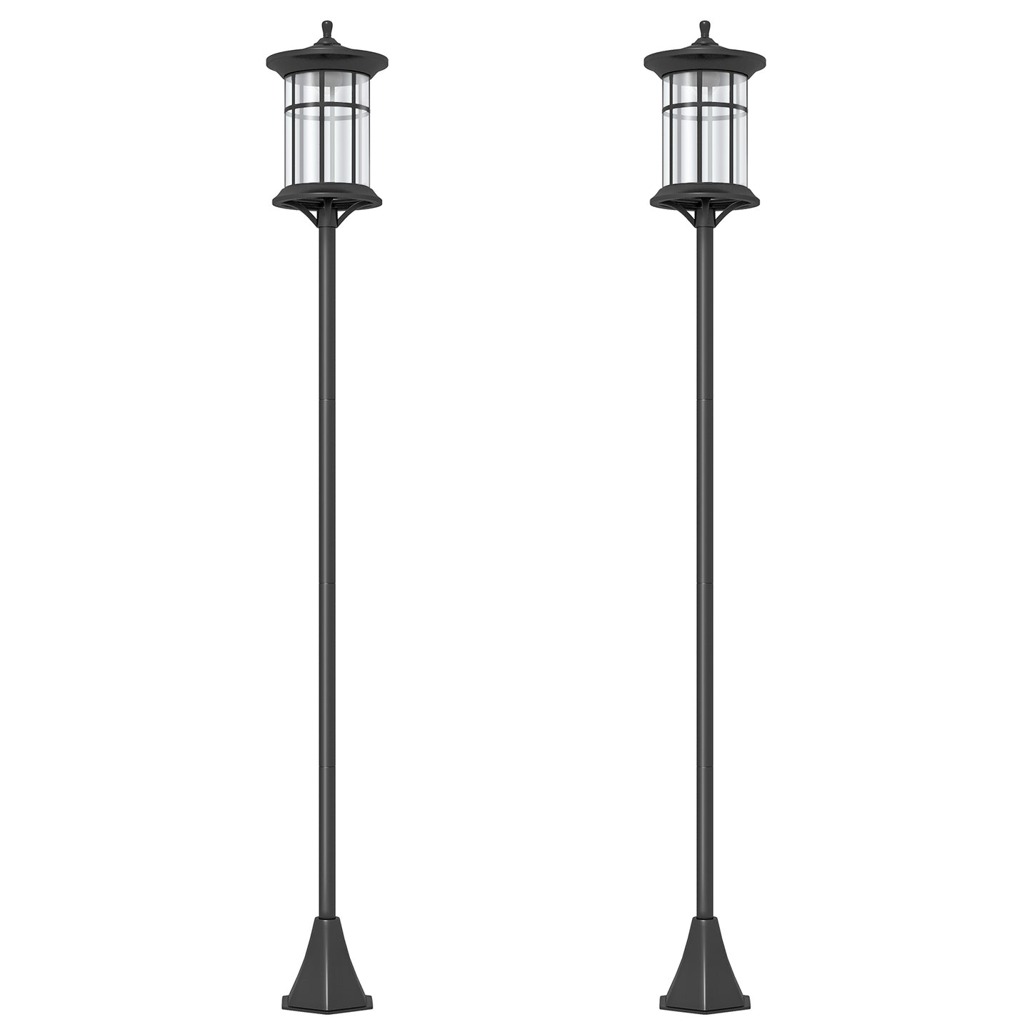 Set of Two 1.8m Traditional Style Solar Lamp Posts - Black