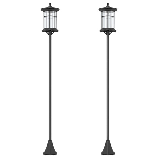 Set of Two 1.8m Traditional Style Solar Lamp Posts - Black