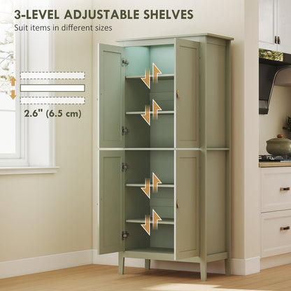 Tall Pantry Cupboard with Motion Sensor LED Light - Green