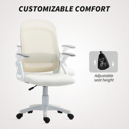 Breathable Mesh Office Chair, Ergonomic Swivel Computer Chair with Flip-up Armrests, Lumbar Back Support for Home/Office