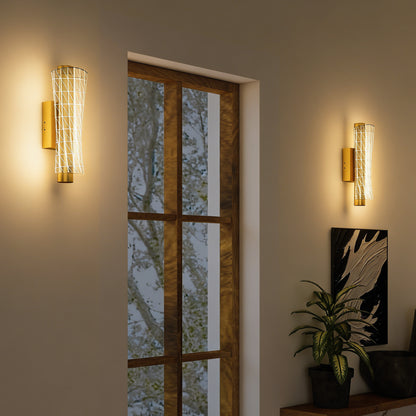 Led Wall Lamp 2 Pack, 9W Modern Indoor Geometric Mesh Wall Light