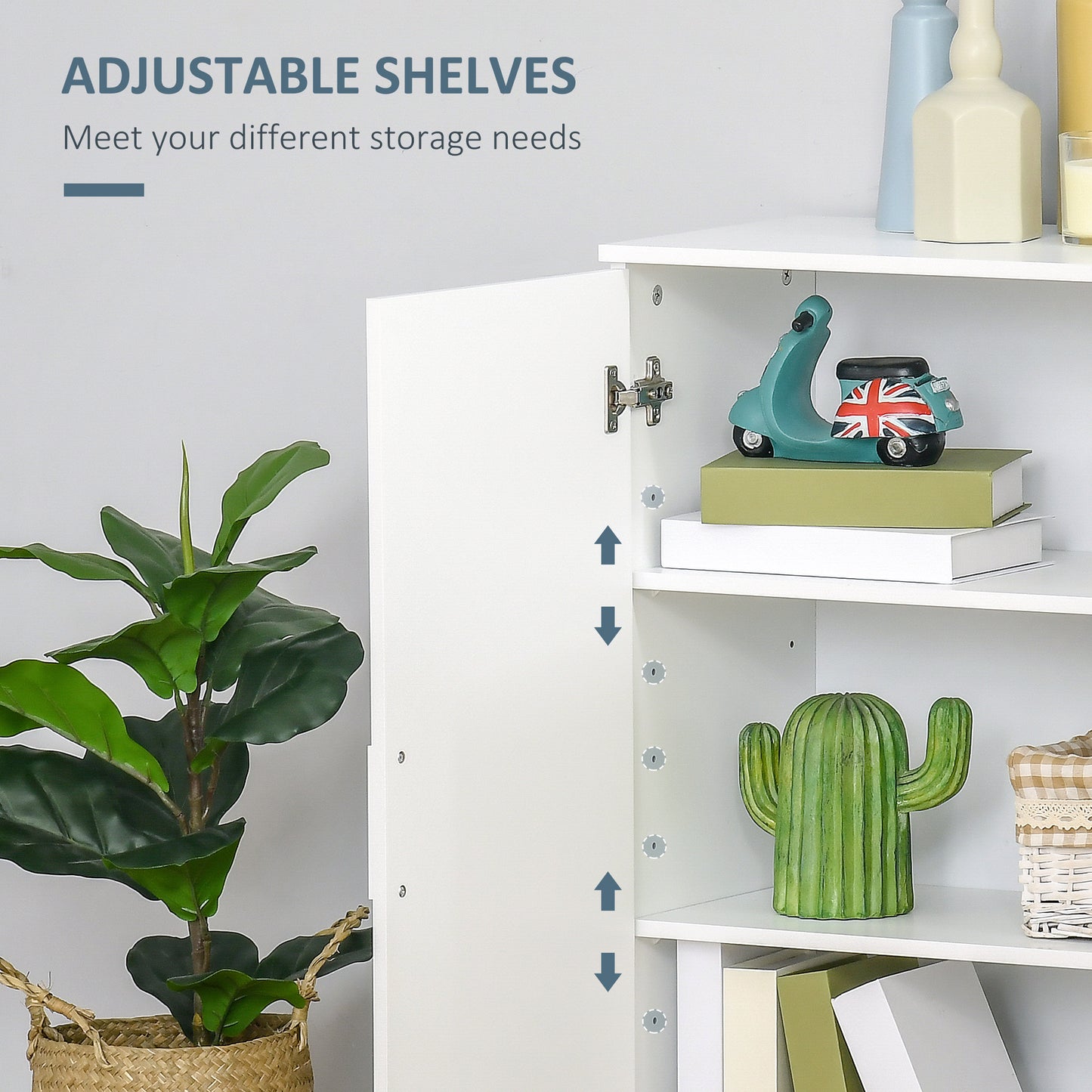 Modern Bathroom Floor Cabinet, Free Standing Linen Cabinet, Storage Cupboard with 3 Tier Shelves, White