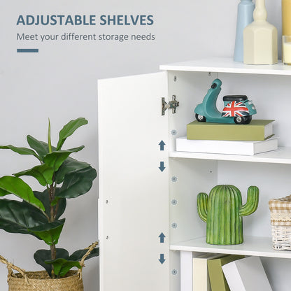 Modern Bathroom Floor Cabinet, Free Standing Linen Cabinet, Storage Cupboard with 3 Tier Shelves, White