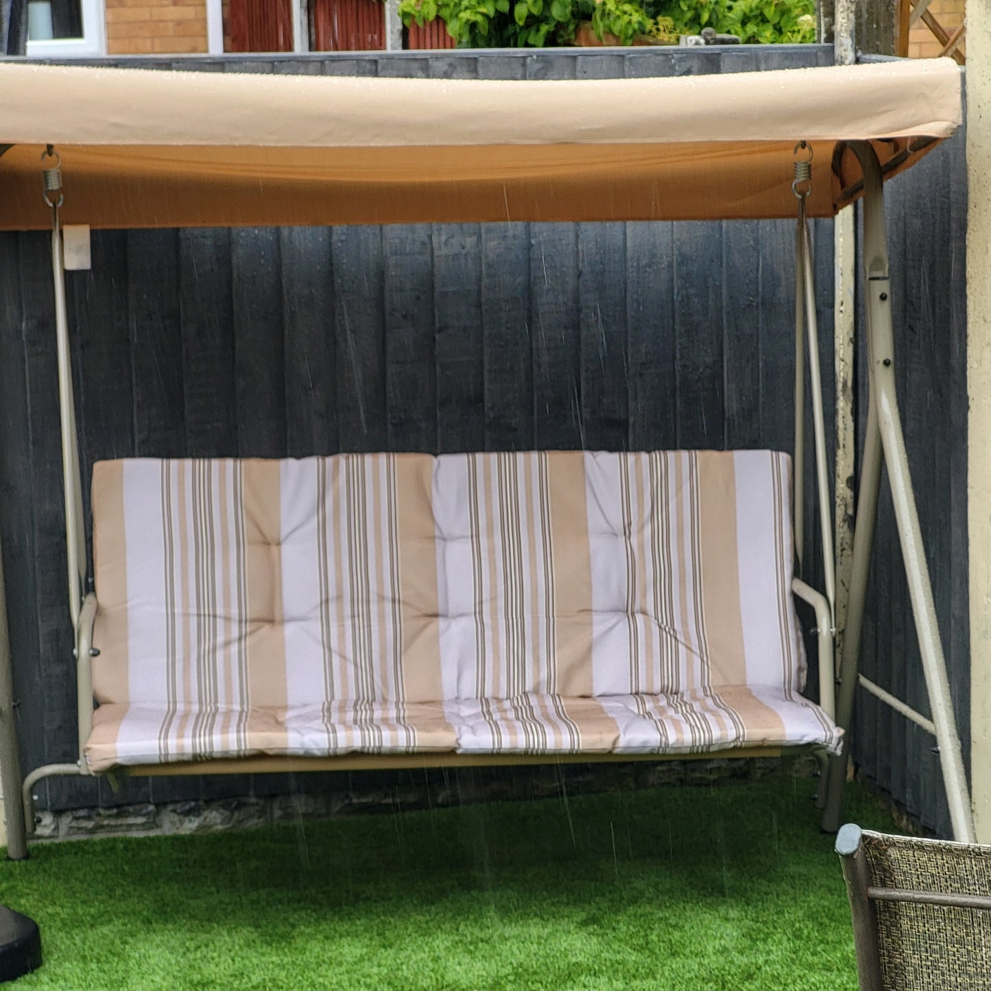 Three-Seater Garden Swing Seat - Light Brown