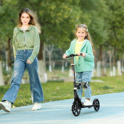 Foldable Kids Scooter with Adjustable Handlebar, 200mm Big Wheel, Rear Fender Brake, for Ages 6-12 Years, Black