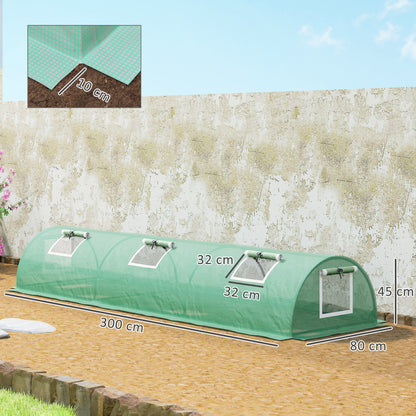 Mini Greenhouse, Portable Tunnel Green House, Green Grow House Steel Frame with 5 Mesh Windows, 3 M, Green