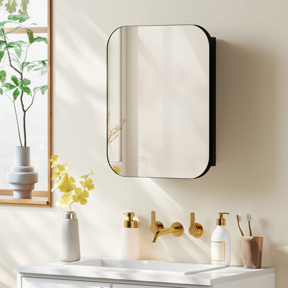 Bathroom Medicine Cabinet with Mirror, Bathroom Wall Cabinet with Adjustable Shelves, Soft Close Hinges, Black