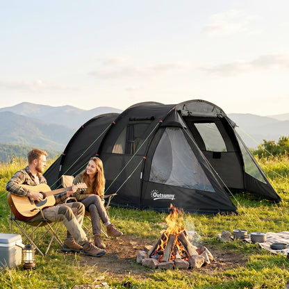 3 Man Tunnel Tent, Two Room Large Camping Tent with Windows, Portable Carry Bag, for Fishing, Hiking, Sports, Festival