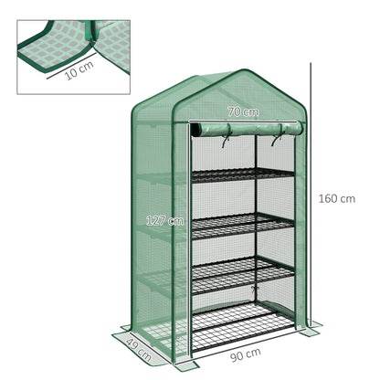 Four-Tier Mini Greenhouse, with Reinforced Plastic Cover