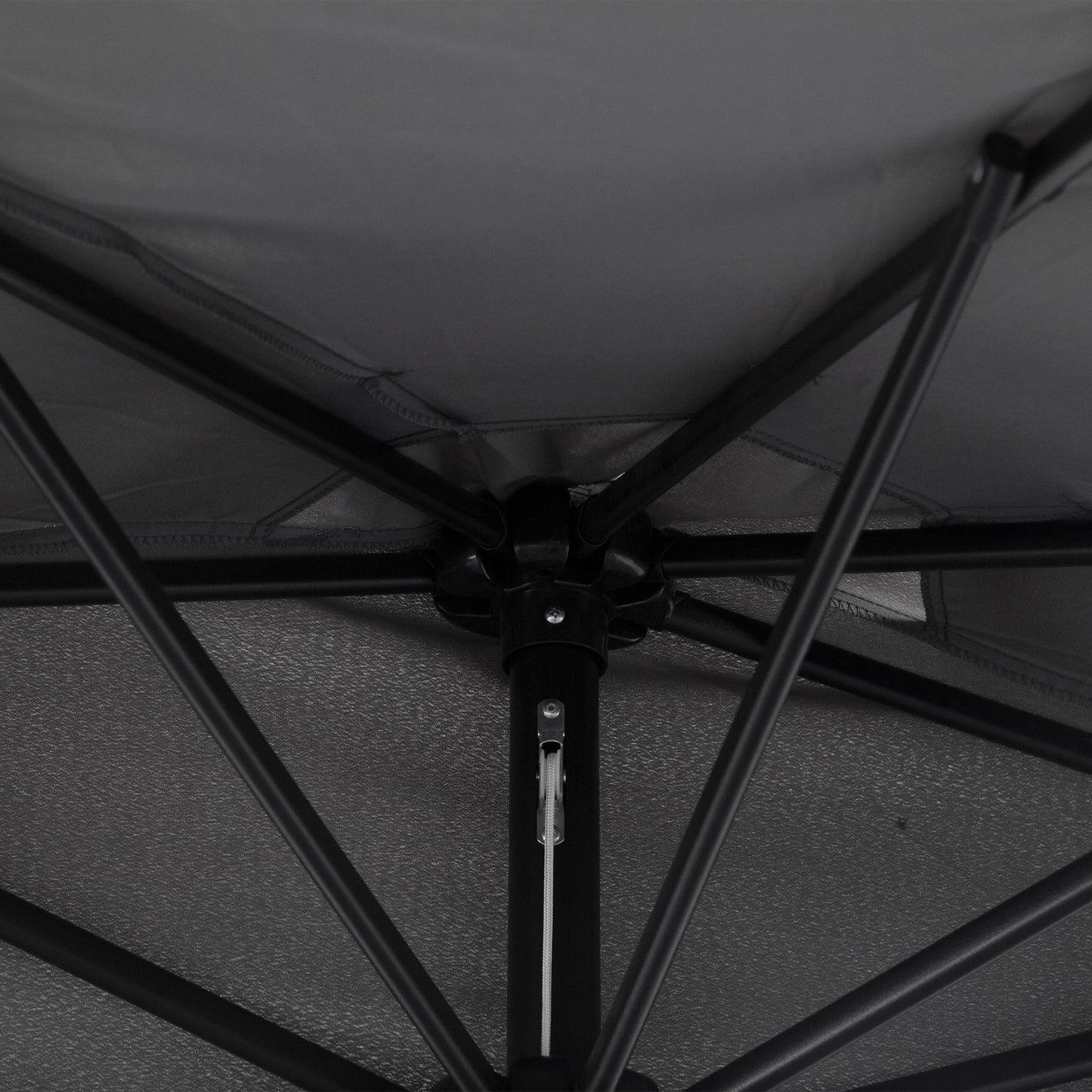 3(m) Half Parasol Semi Round Umbrella Patio Metal Frame Crank Handle for Balcony-- NO BASE INCLUDED, Grey