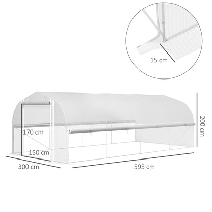 19.5 x 9.8ft Tunnel Greenhouse, with Accessories - White