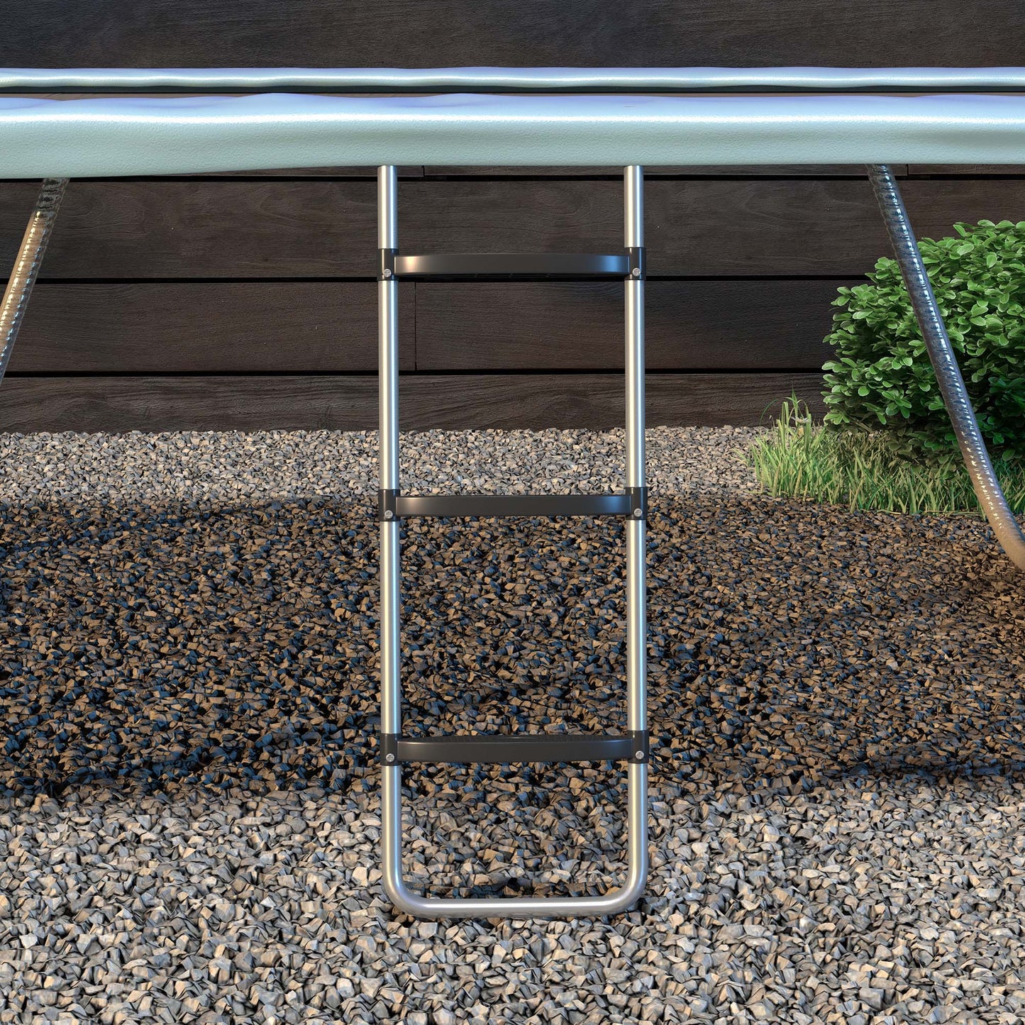 Galvanised Steel Trampoline Ladder, 2 Steps/3 Steps Outdoor Trampoline Accessories for 6ft, 8ft, 10ft, 12ft, 13ft, 14ft