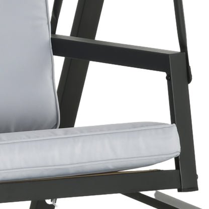 Three-Seat Garden Swing Chair, with Adjustable Canopy - Grey