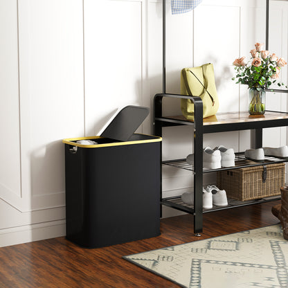 Double Laundry Basket With Lid, 80L Collapsible Laundry Hamper with Groove Handles, Washing Basket for Bathroom, Bedroom