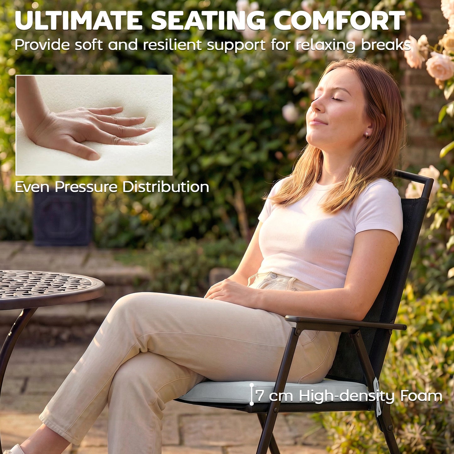 Set of 6 Outdoor Seat Cushions with Machine Washable Cover, Water Repellent Seat Cushions Light Grey
