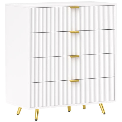 Elegant Four-Drawer Bedside Table - White