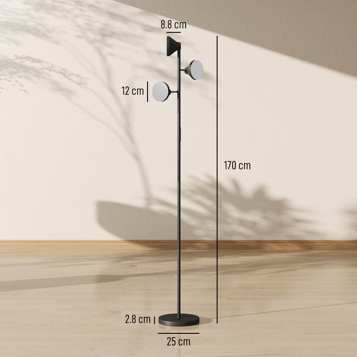 Three-Lamp Multi-Adjustable Floor Light - Black