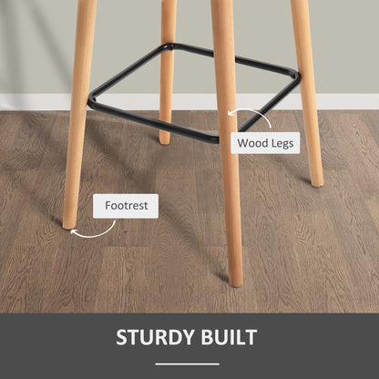 Set of 2 Bar Stools Modern Upholstered Seat Bar Chairs with Metal Frame