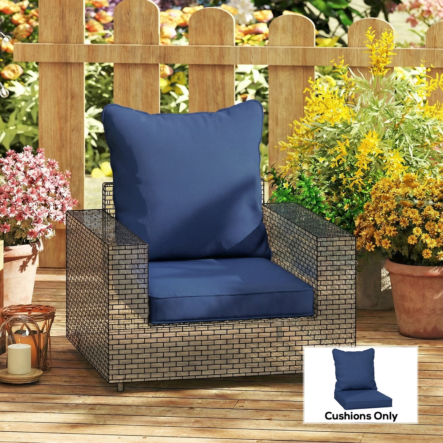 Seat and Back Padded Cushion Set, CUSHION ONLY - Dark Blue