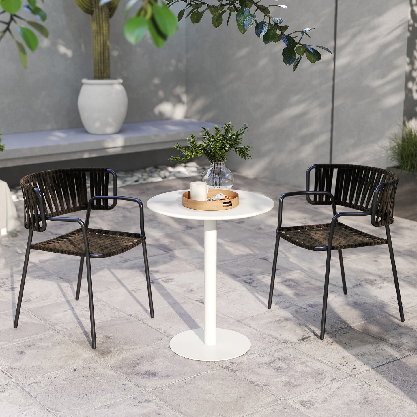 Dining Table, Round Kitchen Table with Steel Base for Living Room, Dining Room, 60 x 60 x 72cm, White