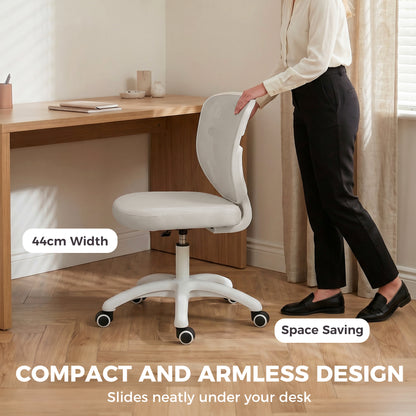 Office Chair, Armless Computer Desk Chair with Breathable Mesh, Adjustable Height, Swivel Wheels, Grey