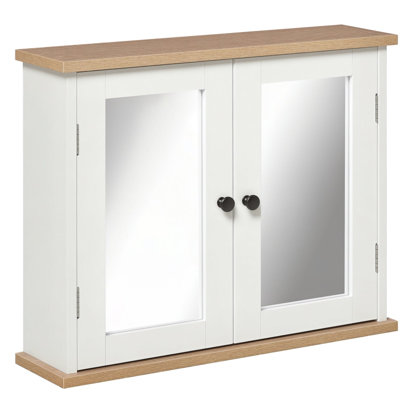 Bathroom Mirror Cabinet Wall Mounted Storage Cupboard with Double Door and Adjustable Shelf, White