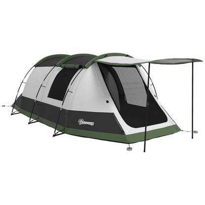 2 Man Camping Tent, with Two Rooms and Porch - Green