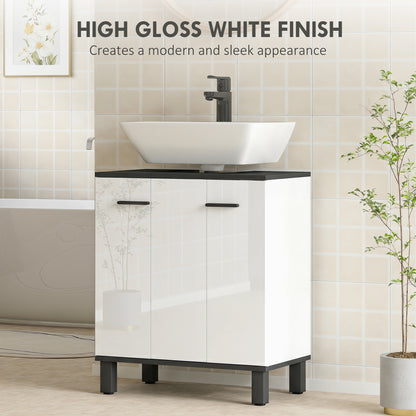 Modern Under-Sink Bathroom Cabinet - High Gloss White