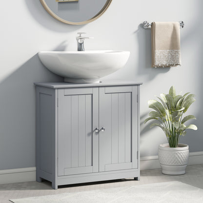 Under Sink Bathroom Cabinet, Freestanding Under Sink Cabinet with 2 Doors and Adjustable Shelf for Basin without or with Pede