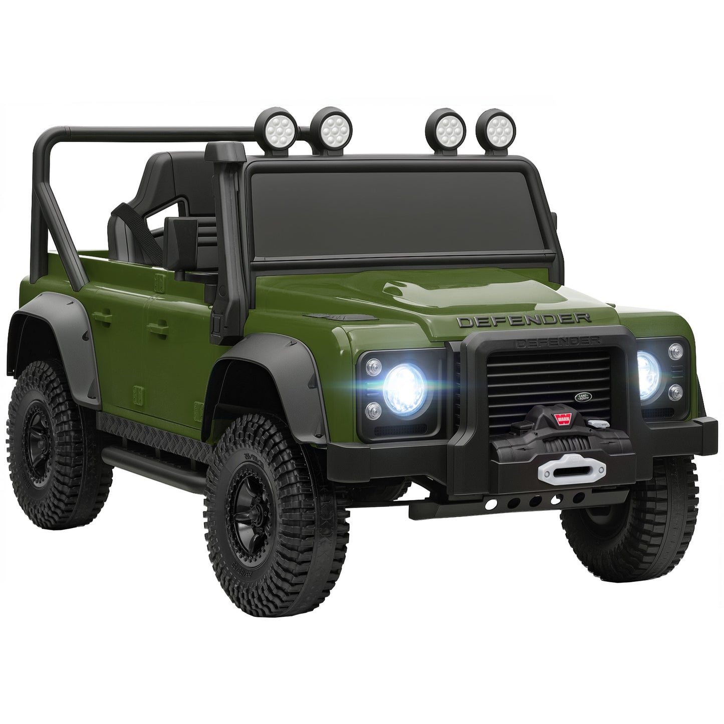 Kids Ride On Car with Remote Control, Music, Horn, 4 Spring Suspension Wheels, LED Lights for 3-5 Years Old, Green