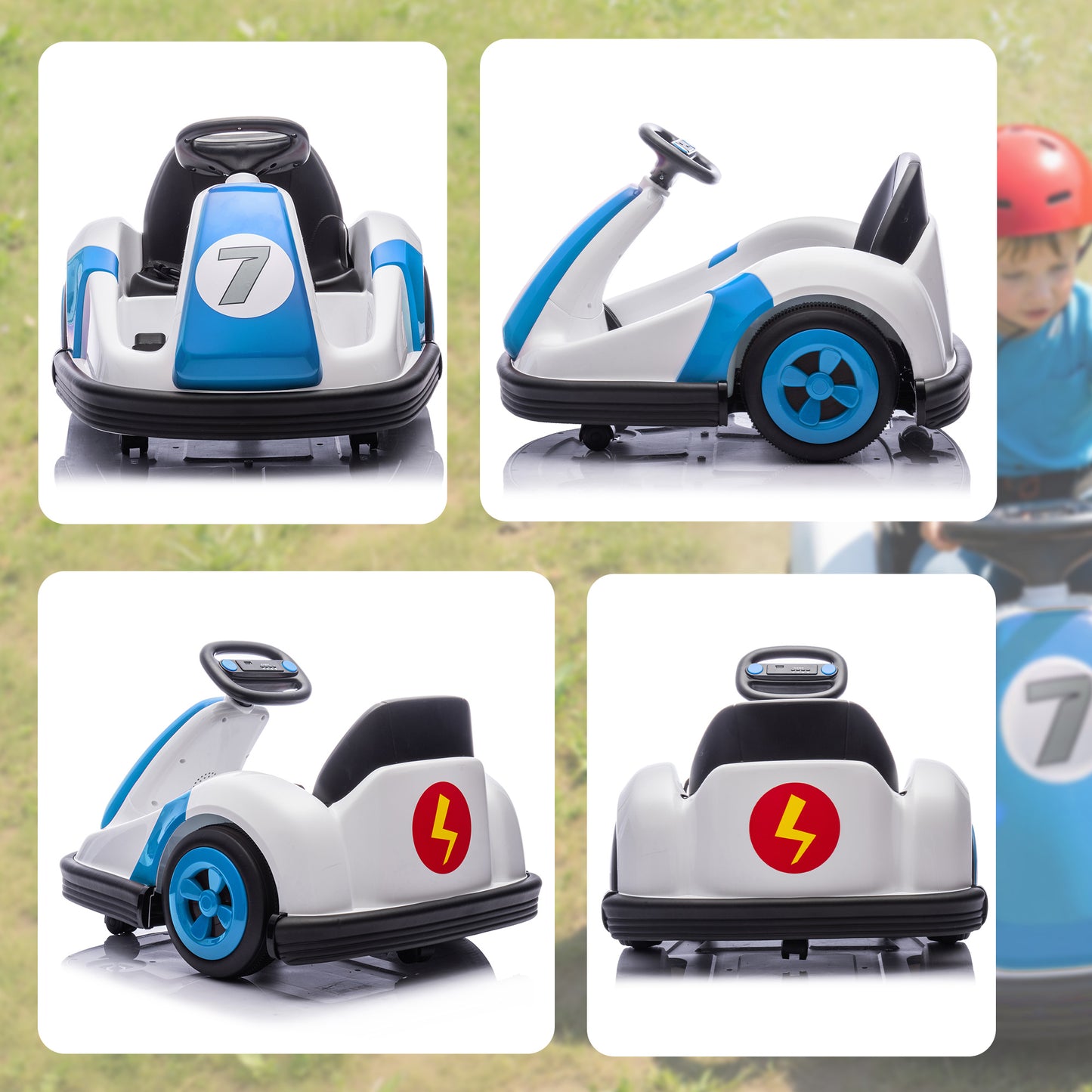 Kids Bumper Car with 360-Degree Rotation, 6V Electric Ride On Car with Music and Horn for 3-8 Years Old, Blue
