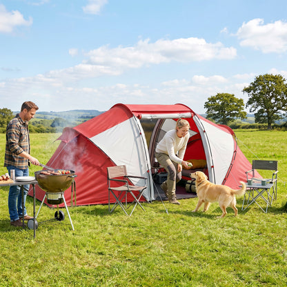 4 Man UV Protection Camping Tent - Grey and Red