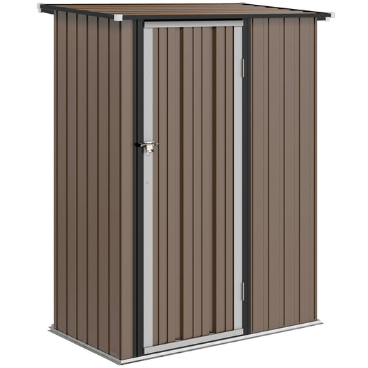 5ft x 3ft Garden Storage Shed, Galvanised Outdoor Metal Shed Waterproof with Sloped Roof, Lockable Door for Patio Tools