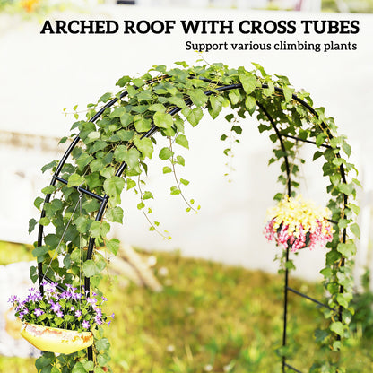 Garden Arch, 2.4 m High x 1.5 m Wide Metal Garden Trellis for Climbing Plants, Outdoor Wedding Arch for Bridal, Black