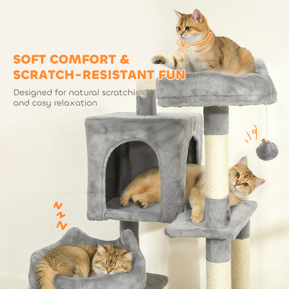 Cat Tree, 192 cm Large Multi-Level Cat Tower for Indoor Kittens with 8 Scratching Posts, 3 Plush Beds, 2 Hammocks
