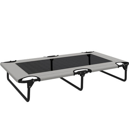 Portable Raised Dog Bed, Elevated Pet Cot with Breathable Mesh for Indoor Outdoor, for Large Dogs, Light Grey