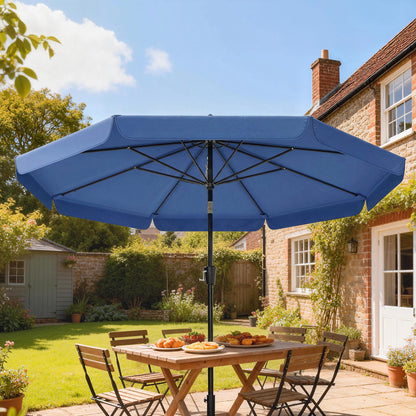 3 m Garden Parasol with Tilt Mechanism & Crank Handle, UPF 30+ Patio Umbrella Outdoor Table Umbrella, Dark Blue