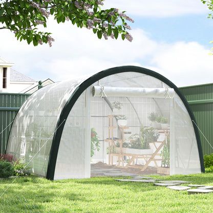4 x 3(m) Walk-In Tunnel Greenhouse, with Accessories - White