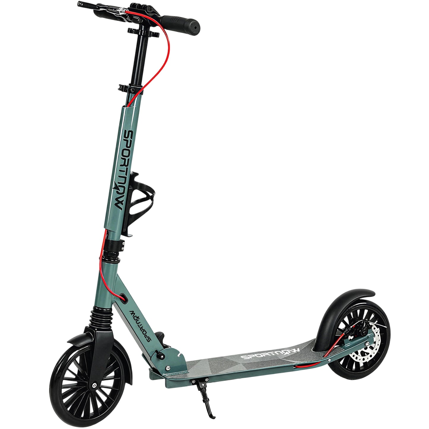 Foldable Kick Scooter with Height Adjustable Handlebar, One-click Folding Adult Scooters with 200 mm Big Wheels, Silver Tone